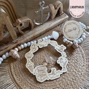 File laser acchiappasole illustrazione marittima vacanza estiva disegnata a mano regalo file SVG laser + licenza commerciale
