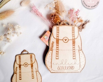 Laser file school enrollment school bag money gift plotter file school cone finally school child SVG 1st grade 4 files + commercial license