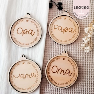 Laserdatei Weihnachtsbaumanhänger Familie Opa Oma Mama Papa Geschenk Deko Advent Christbaum Schmuck SVG + Gewerbelizenz