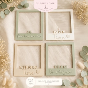 3D Print File Wedding 11-Piece Set Picture Frames STL 3MF Souvenir Photos | Just Married Bachelor Party Bride Groom Wedding Photos Commercial Use