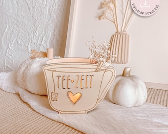 Laserdatei Herbst Ballonlicht Teezeit Tasse Herbstlicht SVG Teelichthalter Sperrholz SVG + Gewerbelizenz