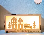 Laserdatei Adventscountdown Lichterbox Adventskalender mit Licht Winter Häuschen Advent SVG + Gewerbelizenz