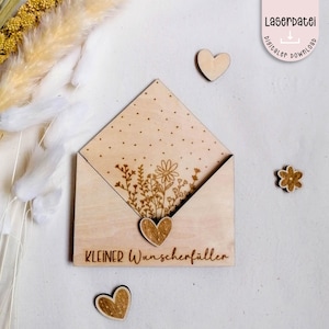 Laserdatei kleiner Wunscherfüller Briefumschlag   Gutschein halter  SVG  Laserdatei Geburtstagsgeschenk + Gewerbelizenz