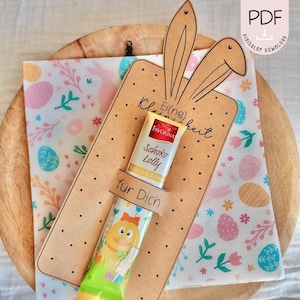 Druckvorlage Ostern Geschenk Schokolade Mitbringsel Mitgebsel Tischdeko Geschenk Osterhasen PDF in A4 Vorlage zum ausdrucken + Gewerbelizenz