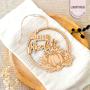 Laserdatei Herbst Kranz Loop Kürbis Blätter Hallo Herbst SVG  Illustration Laserdatei Plotter  Autumn Time + Gewerbelizenz