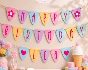 ABC Pennant Garland STL 3MF Bundle A to Z ÄÖÜ & 0 to 9 Numbers Flowers Heart Mini Pennants 7 cm (Scalable) 3D Print File Commercial Use