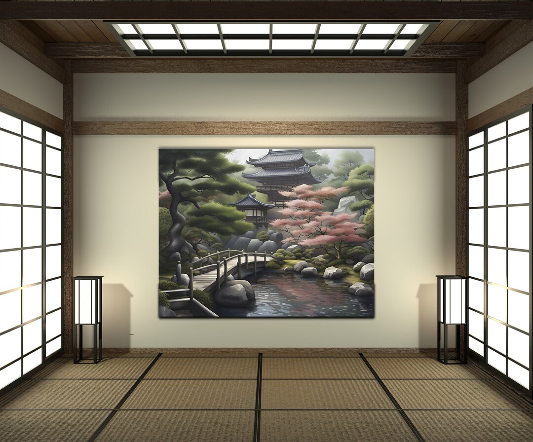 Japanese Garden Art Print Japanese Garden Decor Japanese Etsy