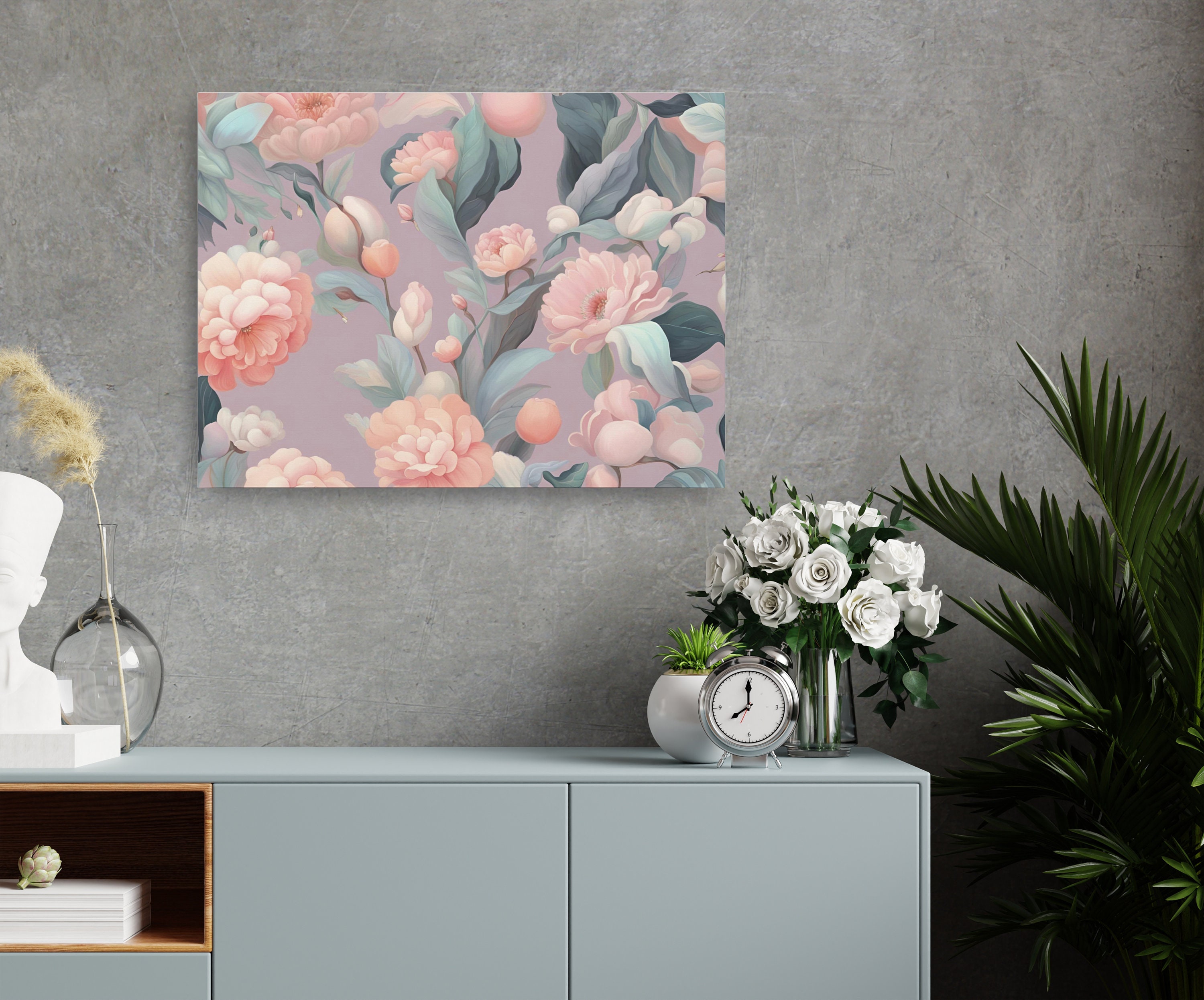 Aesthetic Flower Wall Art Print White Rose Canvas Print Etsy