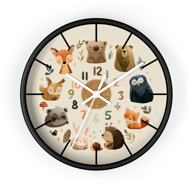 Woodland Animals Nursery Clock | Watercolor Forest Friends Design - Etsy