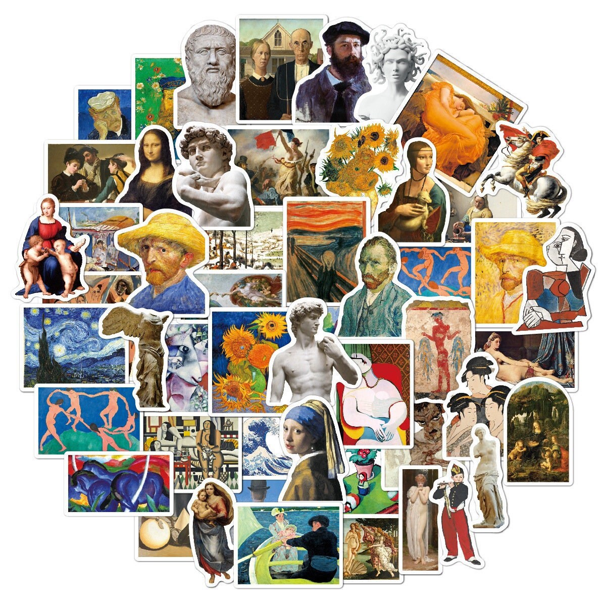 Pack Art Stickers, Famous Paintings & Classic Sculptures - Art stickers, oil paintings for Scrapbooking