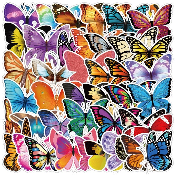 Pack Autocollants Papillons en Vinyle Étanche - Autocollant Papillon Coloré pour Voiture, Vélo, Ordinateur Portable