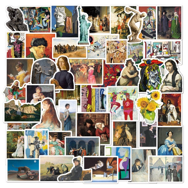 Pack Autocollants Art Peintures - Décalcomanies d'Artiste - Célèbres Peintures & Sculptures Classique - Vinyle Stickers pour Scrapbooking
