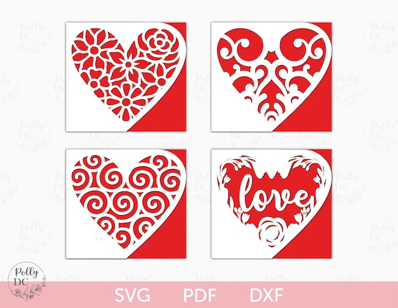 Valentines Papercut Card SVG, Valentine's Day hearts card svg, Heart card template, Valentines Cutouts svg, Cricut Silhouette files