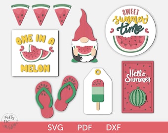 Watermelon tiered tray decor svg, Watermelon tier tray decor, Summer tiered tray svg, One in a melon svg, Watermelon laser cut svg