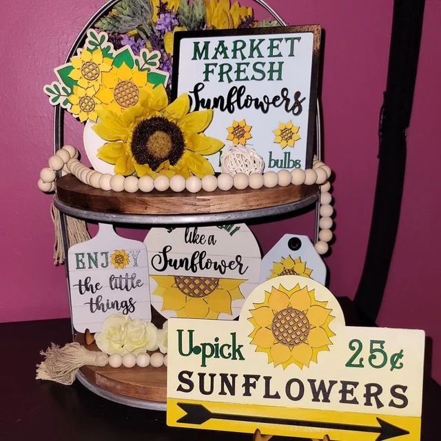 Sunflower Tiered Tray Decor Svg, Sunflower Tier Tray Decor, Summer ...