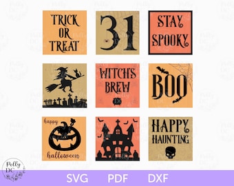 Halloween Mini signs svg laser cut file, Halloween Interchangeable inserts, Halloween leaning ladder inserts, Halloween signs svg cut file