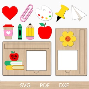 Lehrer Haftnotiz Halter svg Laser geschnitten Datei, Lehrer Wertschätzung Geschenk Bundle SVG, personalisierte Lehrer Geschenk, Schul Schreibtisch Dekor svg