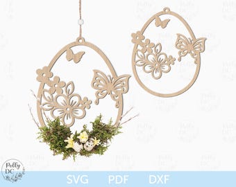 Easter Wall Decor SVG, Easter Door Hanger laser cut file, Happy Easter Sign SVG, Easter Ornament cut file, Easter laser file, Glowforge SVG