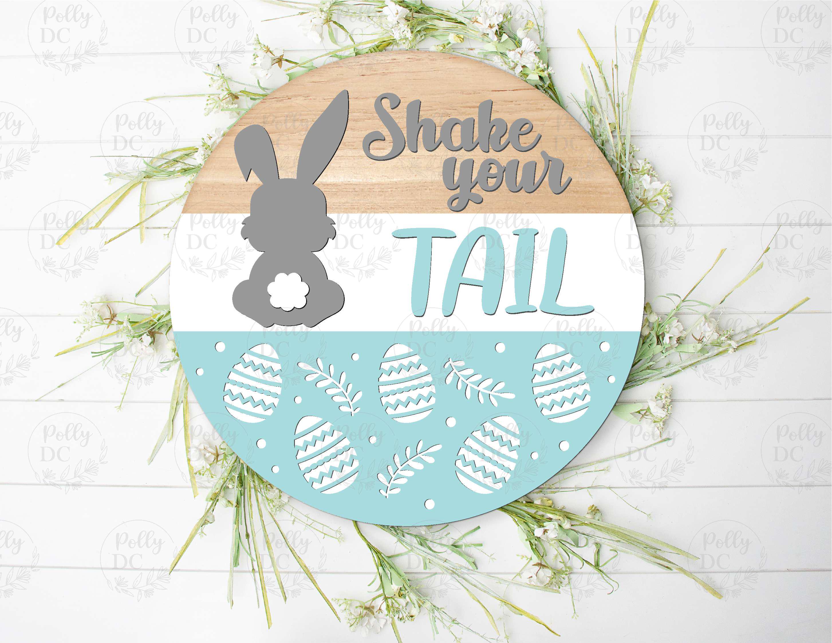 Spring Easter Door Hanger SVG, Spring Easter Round Sign Laser Cut File ...