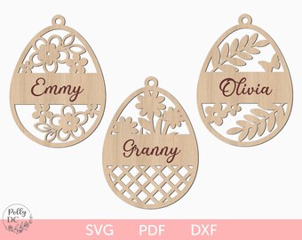 Easter Egg name tags SVG, Personalized Easter tags svg, Easter egg tags, Easter laser file, Easter svg, Easter Glowforge, Easter tags svg