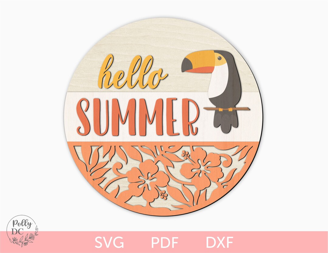 Hello Summer Door Hanger Svg Laser Cut File, Summer Door Hanger Svg ...