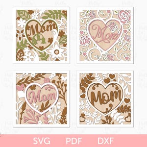 Muttertagskarte SVG Laser geschnitten Datei, Muttertag DIY Karte svg, Muttertagssvg Laserschnitt