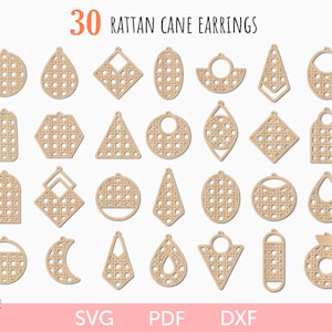Rattan Cane Ohrringe svg schnitt Datei, Rattan Formen Ohrringe svg, Laser geschnittene Ohrringe svg, DIY Ohrringe svg, Ohrringe bündel svg