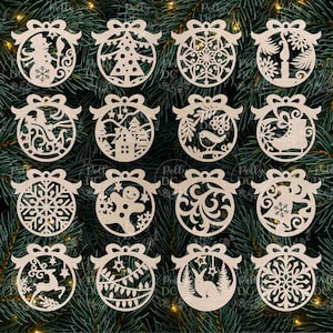 Pacote de enfeites de bolas de Natal arquivo de corte SVG, enfeites de Natal cortados em papel, arquivo svg de corte a laser de bolas de Natal, arquivo de corte de bolas de Natal