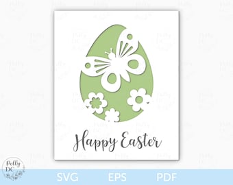 Easter Card SVG, Bunny Easter Card Cut file, Easter Paper Card template, Easter Cricut file, Easter Egg Card SVG