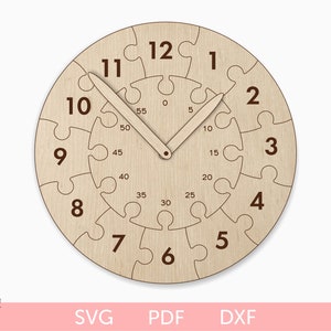 Klok puzzel speelgoed SVG lasergesneden bestand, Montessori klok speelgoed laserbestand, puzzel speelgoed laserbestand, Montessori educatief speelgoed klok svg laserbestand