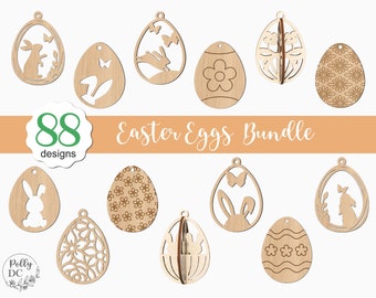 Easter eggs bundle svg, Easter eggs ornaments svg, Hanging easter eggs svg, Easter eggs laser cut file, Easter laser file svg