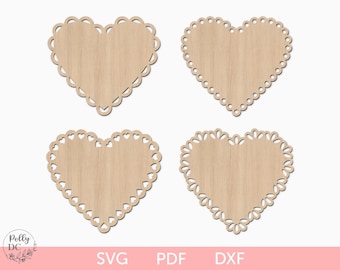 Scalloped heart svg, Scalloped heart cut file, Mothers day heart tag svg, Heart svg, Laser cut heart, Glowforge Cricut heart svg