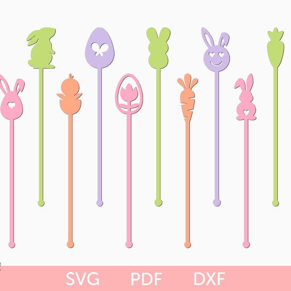 Easter drink stir sticks svg, Easter drink stirrers svg, Bunny stir sticks svg, Easter swizzle sticks svg, Easter Glowforge, Easter cricut