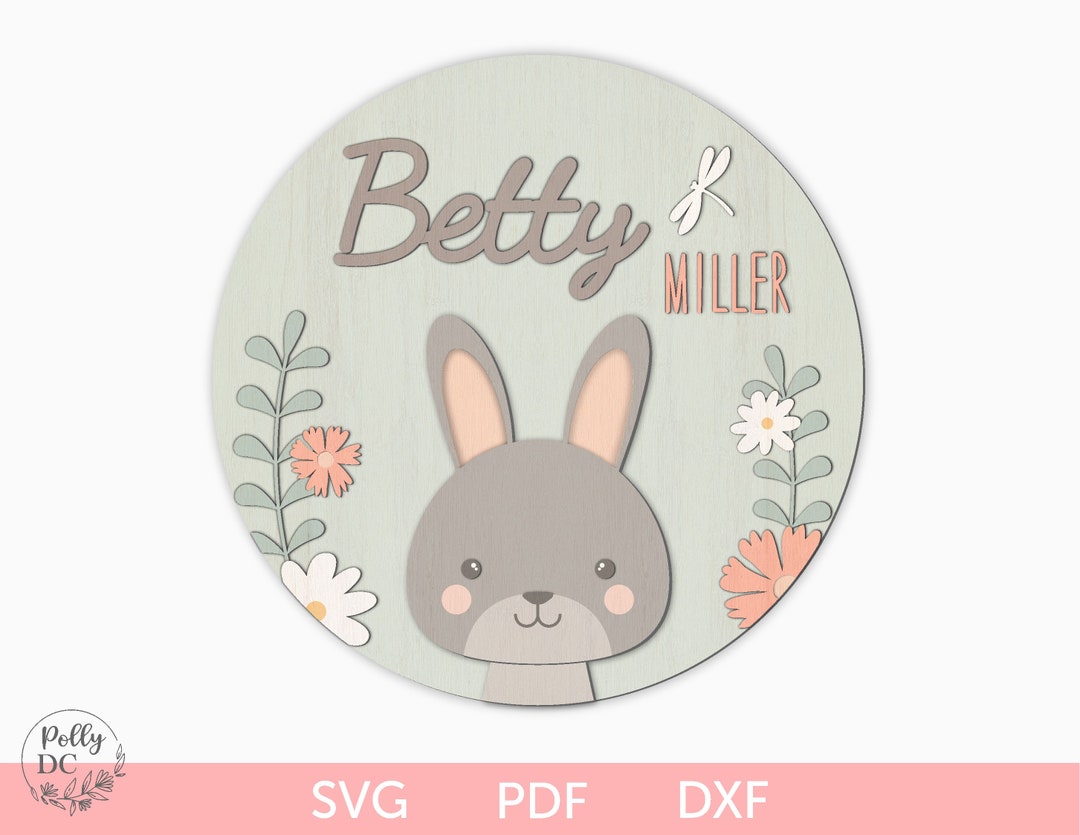 Svg Rabbit House Sign Baby Rabbit Nursery Sign Svg, Baby Name Sign Svg, Baby Rabbit Nursery ...