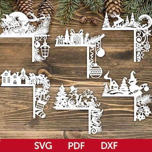 Christmas Door Corner svg cut file, Christmas Door trim corner decor laser file, Christmas laser cut file, Christmas decor laser file