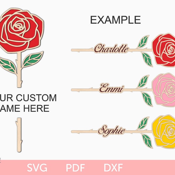 Personalized Roses Machine Laser Cut Rose With Name - Etsy