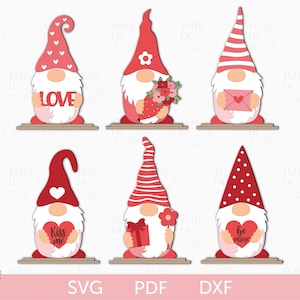 Valentine's Gnome SVG laser cut file, Valentine's Gnomes bundle, Valentine gnome with stand, Valentine's Gnomes svg, Glowforge Cricut svg