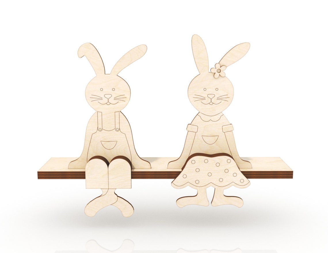 Easter Bunny Mantel Decor Laser Cut File, Easter Bunny Shelf Sitter SVG ...