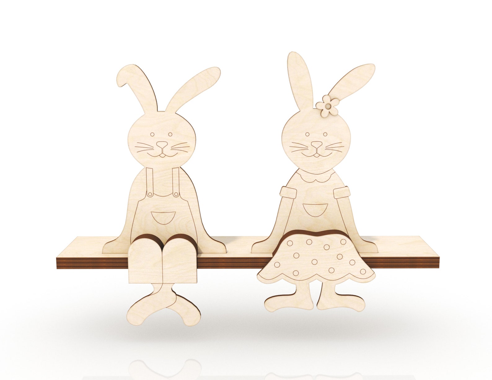 Easter Bunny Mantel Decor Laser Cut File, Easter Bunny Shelf Sitter SVG ...