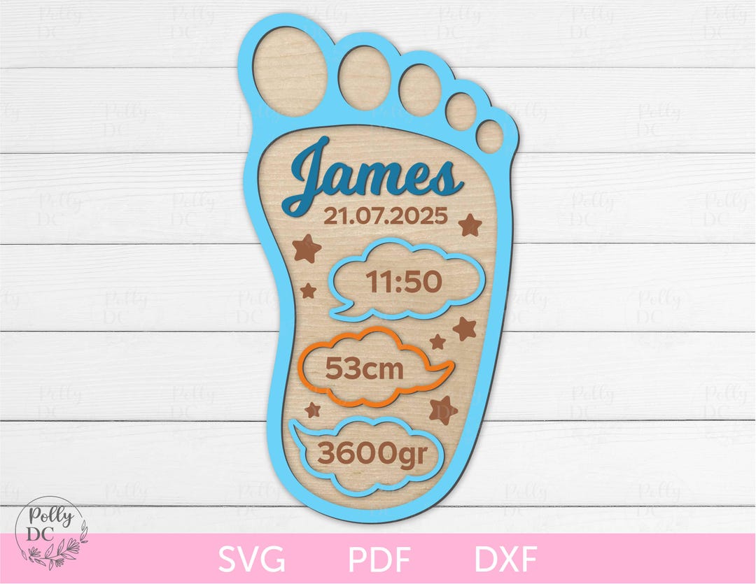 Baby Announcement Sign, Metric Birth Stats Laser Cut File, Birth ...