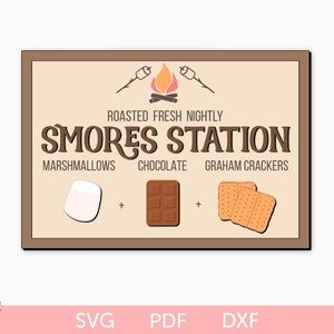 Smore Sign SVG laser cut file, S&#39;more station Sign svg, Rectangle Smore Sign svg, Smore Door hanger svg, S&#39;mores sign svg