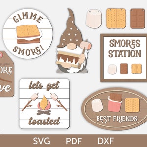 S&#39;more tiered tray decor svg, S&#39;more tier tray decor svg, S&#39;more Station tiered tray svg, Fire pit tiered tray decor, S&#39;more laser cut file