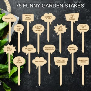 Funny Garden Stakes SVG-bundel, grappige plantmarkeringen lasergesneden bestand, Glowforge SVG