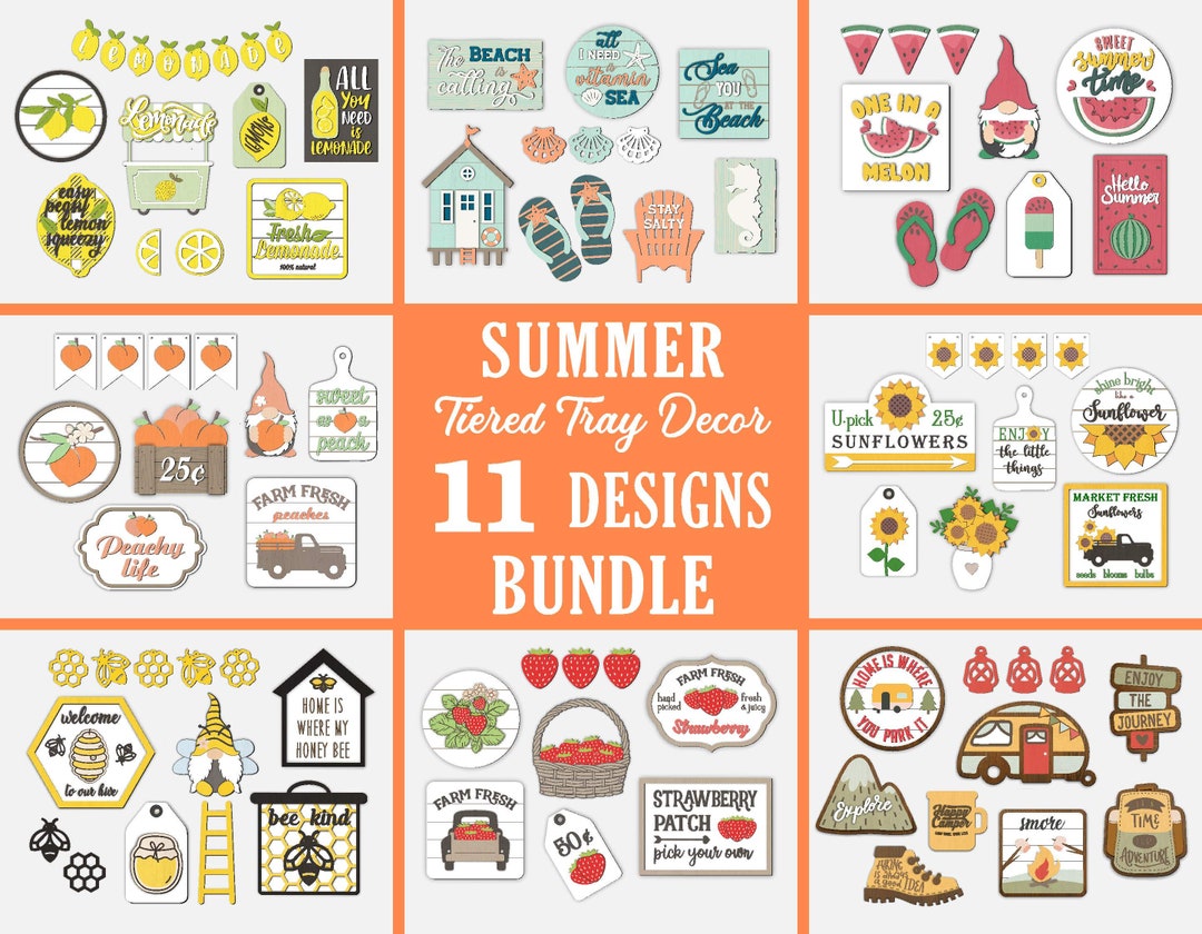 Tiered Tray Decor Svg Summer Bundle, Summer Tier Tray Decor Bundle ...