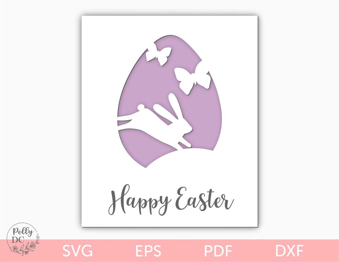 Easter Card Svg, Rabbit Easter Card Svg, Easter Card Template, Easter