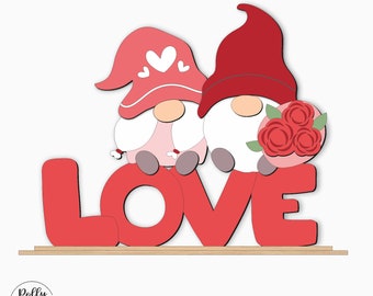 Valentines Gnomes Paar Regalsitter svg, Standing Valentines Gnomes svg, Love Shelf Sitter svg Laser-Schnittdatei, Glowforge Cricut svg