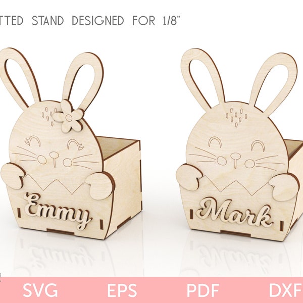 Caja de conejito de Pascua SVG, caja dulce de Pascua svg, caja de Pascua 3D svg, caja de Pascua DIY, archivo de corte láser de Pascua, láser de Pascua svg, Easter Glowforge