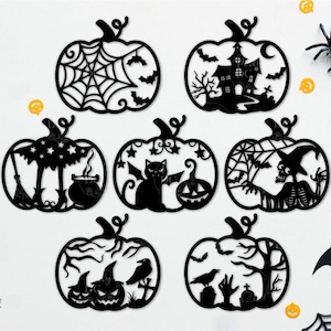 Pacchetto zucca di Halloween svg, file di taglio laser per decorazioni di Halloween, file di Halloween per Cricut, Glowforge svg