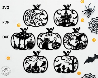 Halloween Pumpkin Bundle svg, Halloween decor laser cut file, Halloween file For Cricut, Glowforge svg