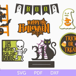 Halloween tiered tray decor svg, Halloween tier tray decor svg, Happy Halloween tier tray svg, Halloween signs svg, Halloween laser cut file